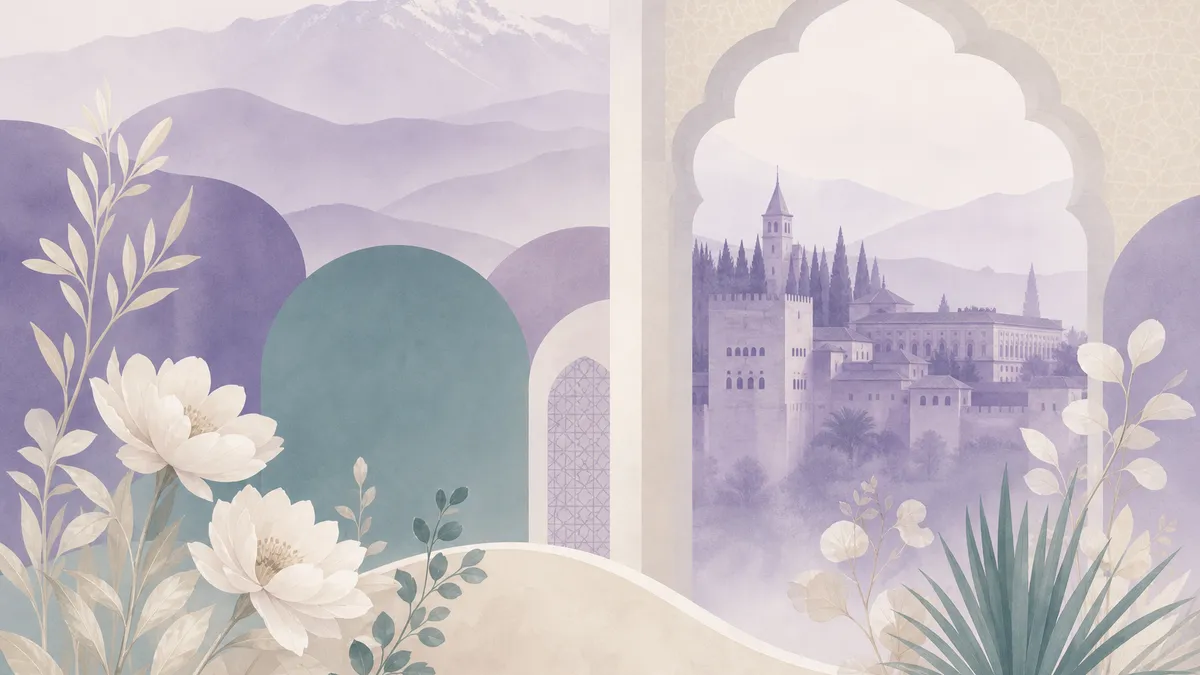 Soft illustration inspired by Granada light for an IVF clinic guide