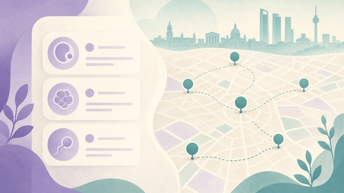 Soft illustration inspired by comparing fertility clinics across Madrid