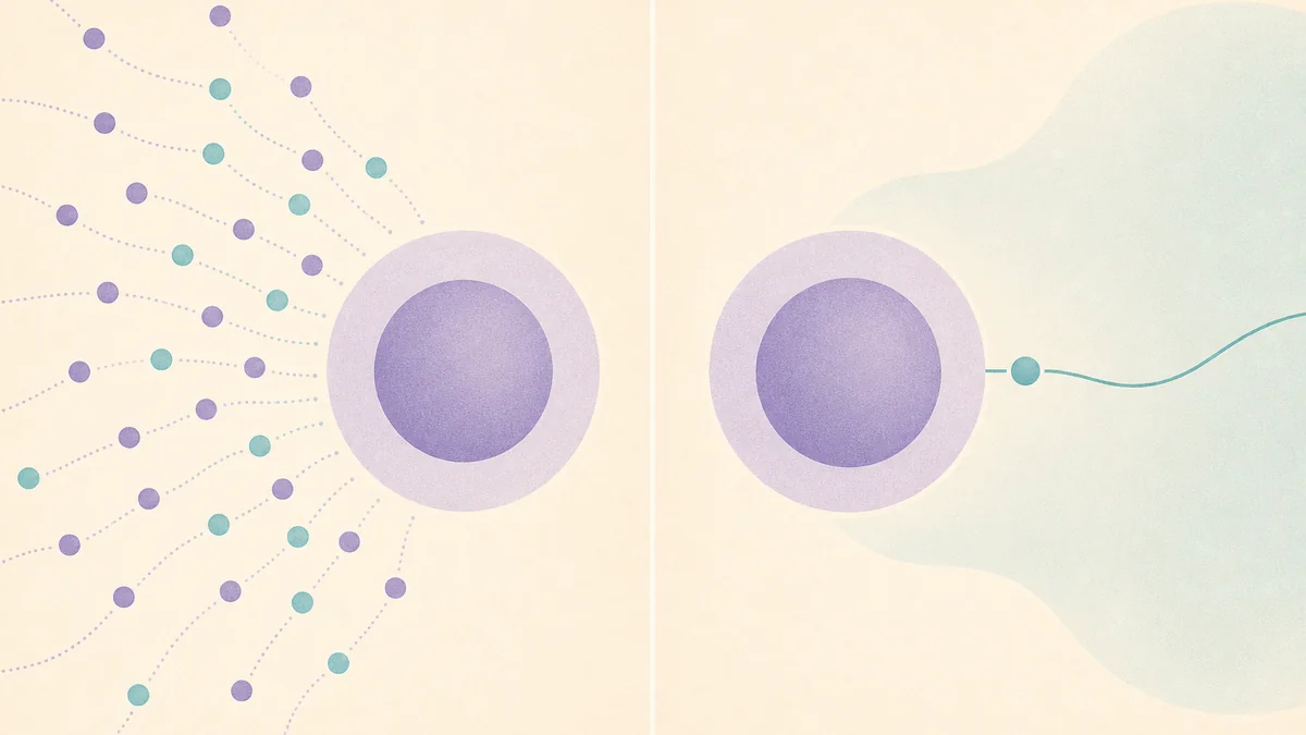 Abstract geometric comparison of conventional IVF and ICSI