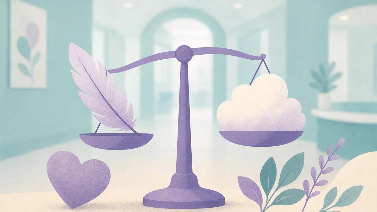 Soft scales balancing feather and cloud — awareness and safety during stimulation