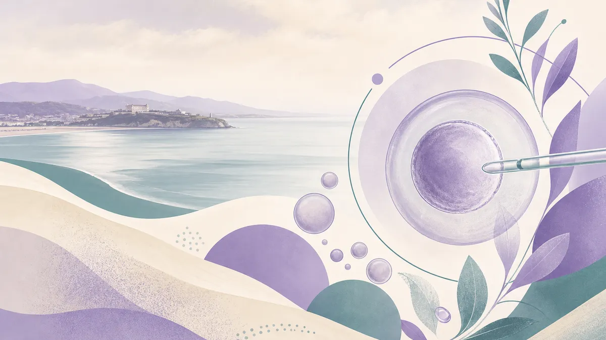 Soft illustration inspired by Santander bay light for an IVF clinic guide
